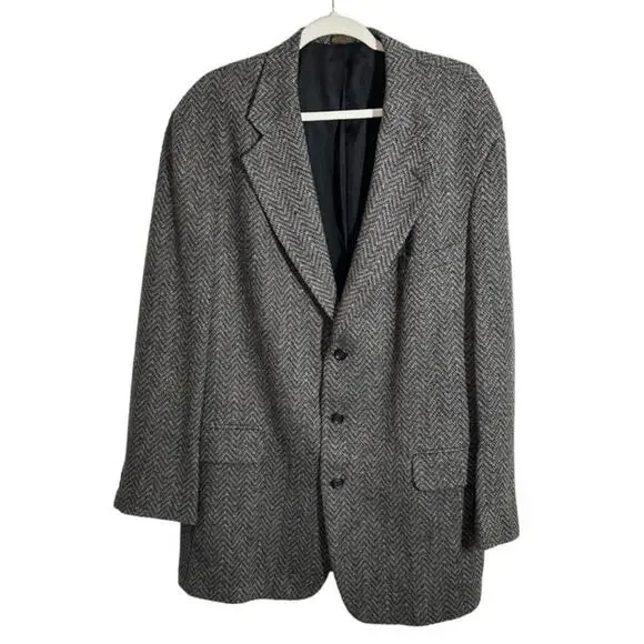 Vintage Irvine Park Gray Houndstooth Wool Blazer Sport Coat 44L